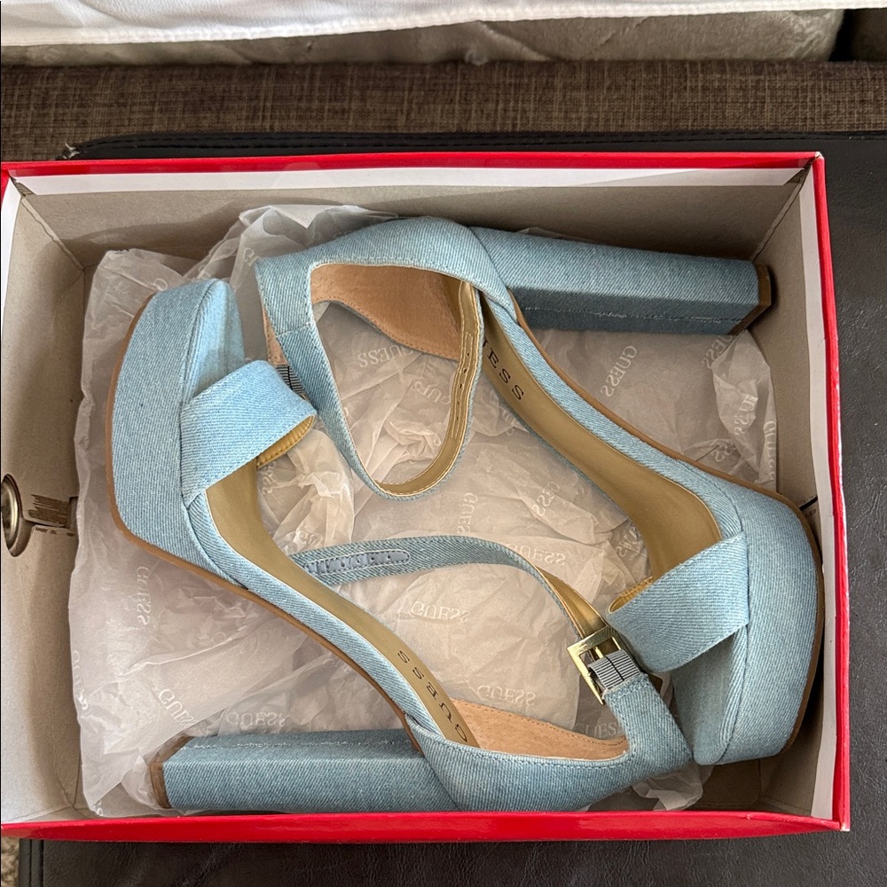 Guess Light Blue Fabric heels